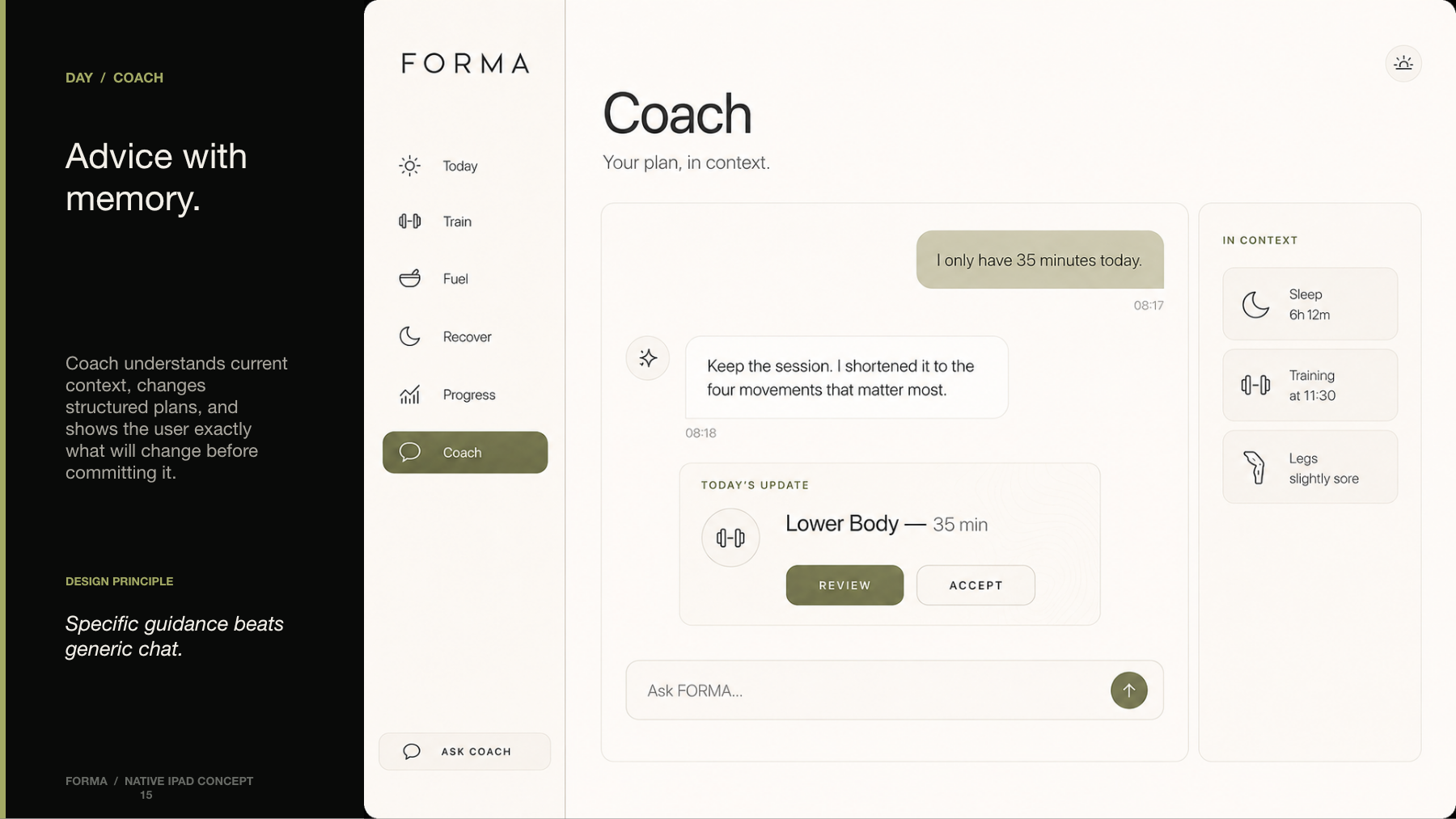 FORMA Coach view