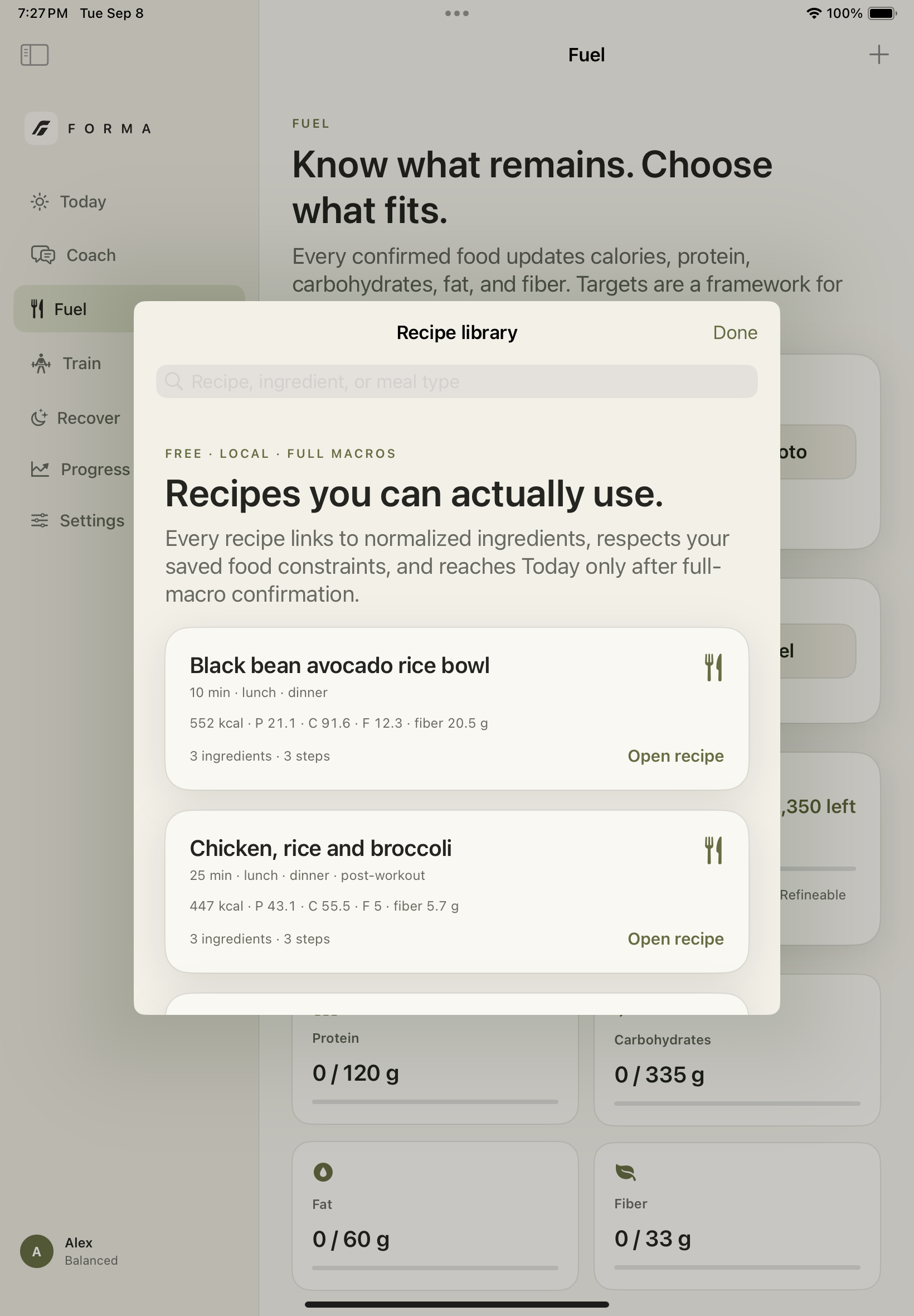 FORMA recipe library